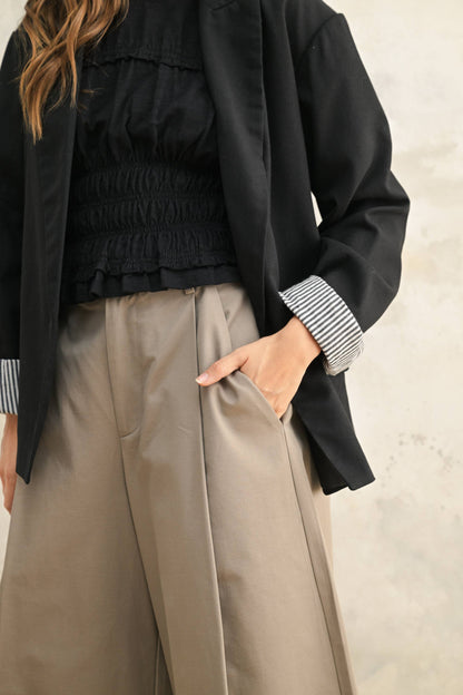Blazer with Contrast Sleeve Cuff