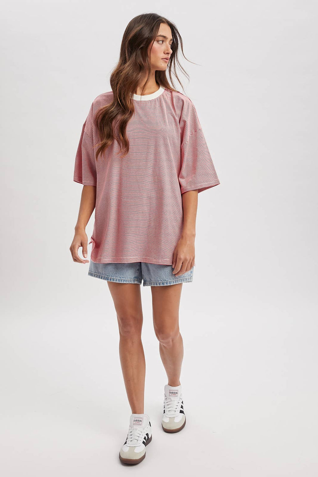 Oversized Striped Short-Sleeve Shirt