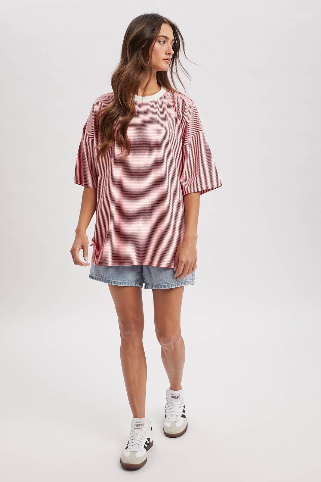 Oversized Striped Short-Sleeve Shirt