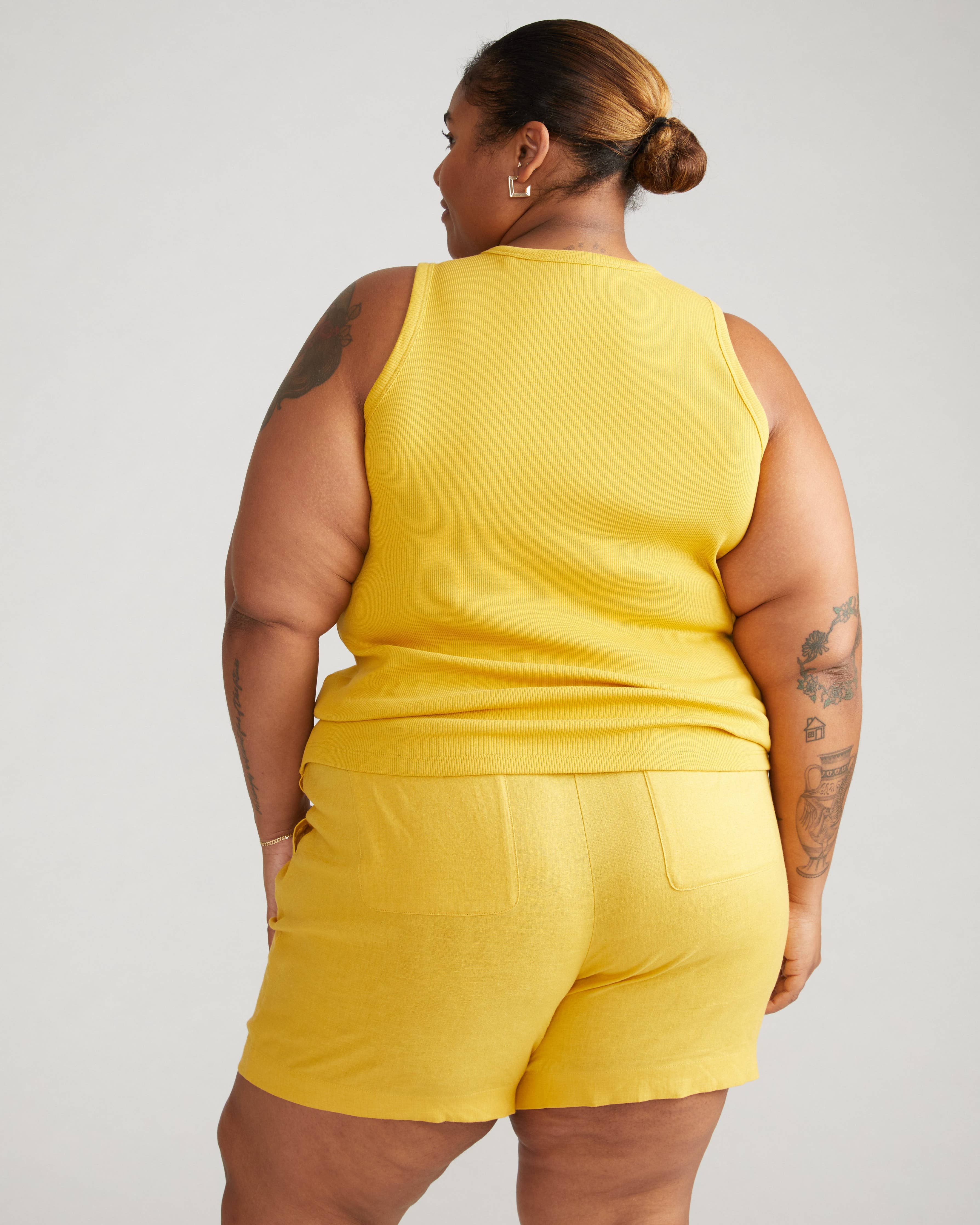 Cai High Neck Ribbed Tank - Sunlit Sand