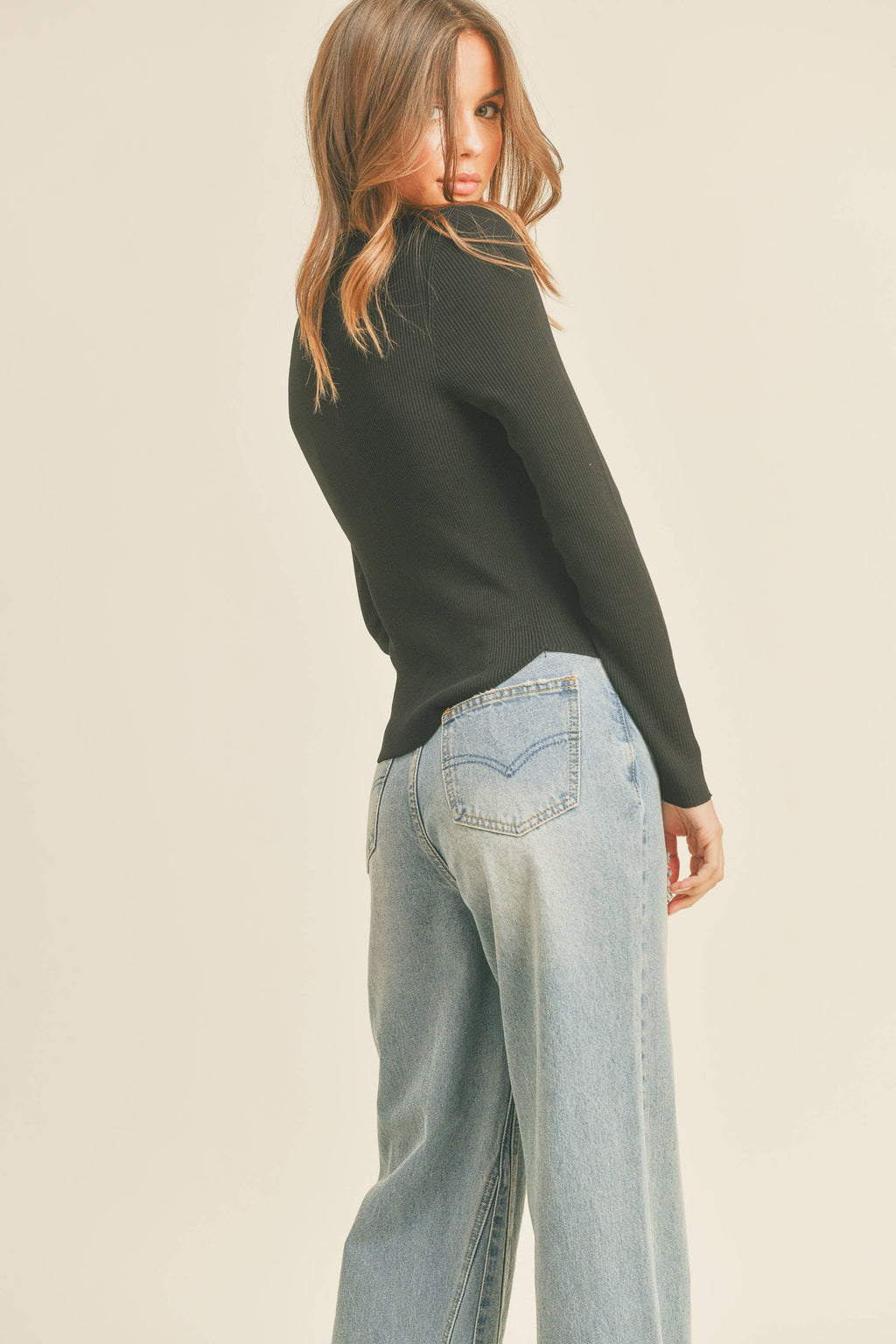 Ribbed Long Sleeve Basic Shirt