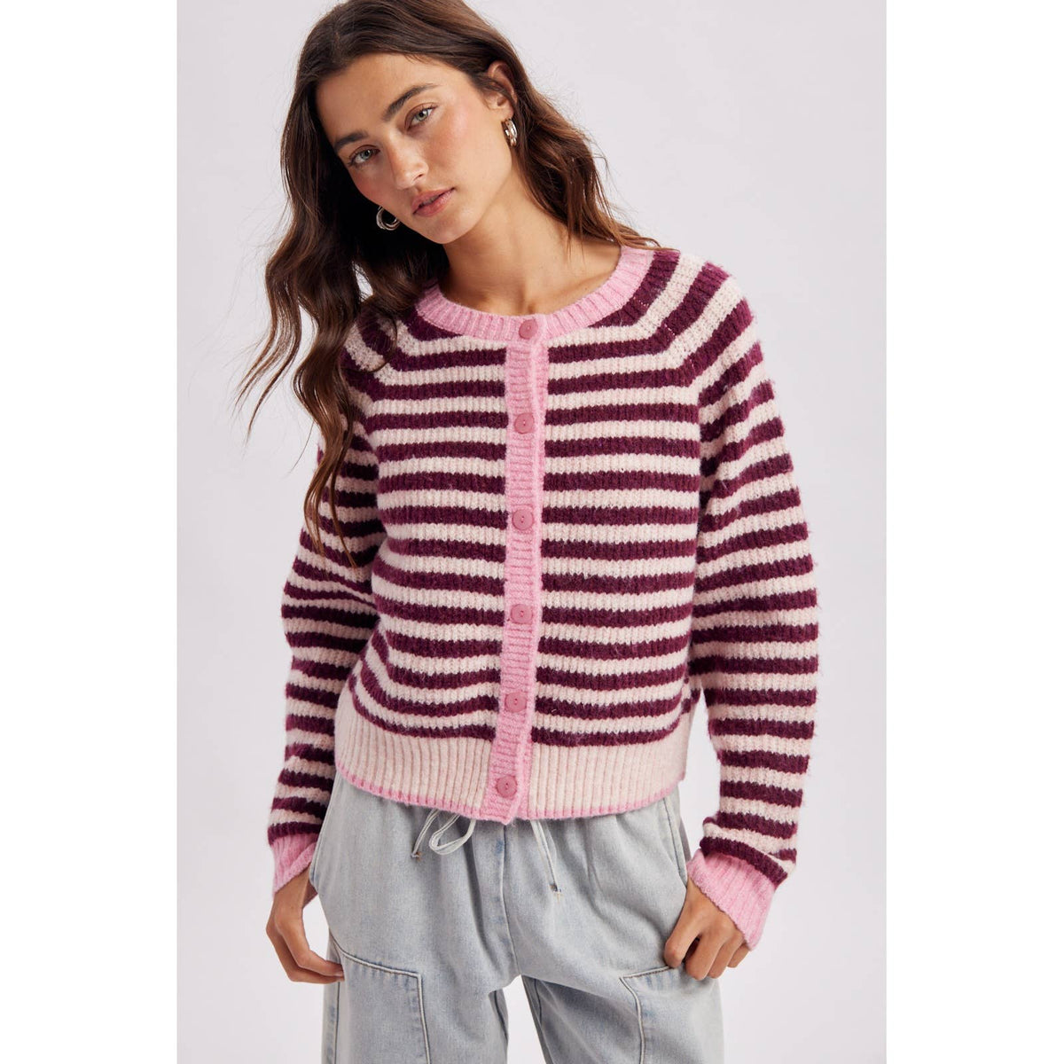 Colorblock Striped Cardigan