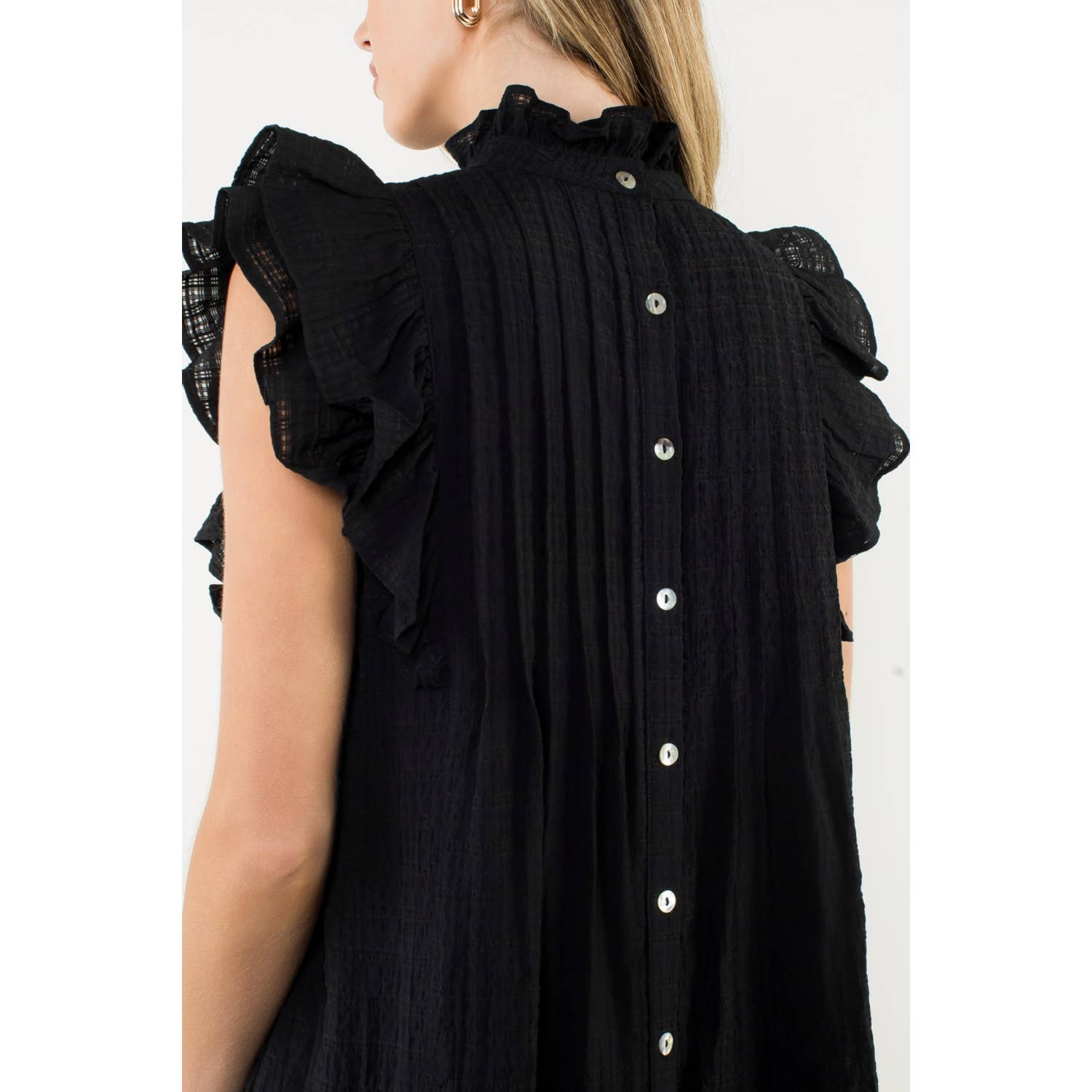 Flutter Sleeve Textured Dress