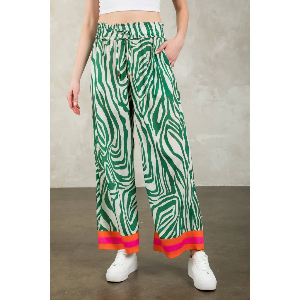 Zebra Print Wide Leg Pants