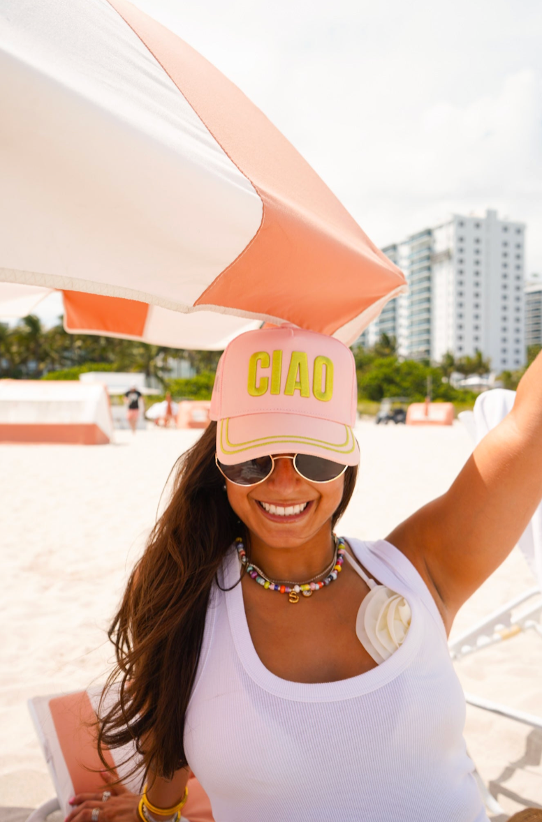 Ciao | Pink Canvas Trucker Hat