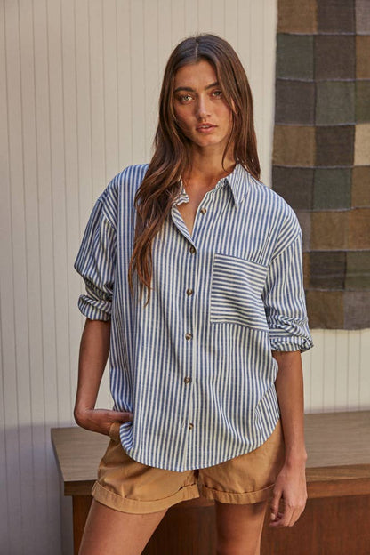 Striped Long-Sleeve Button Down