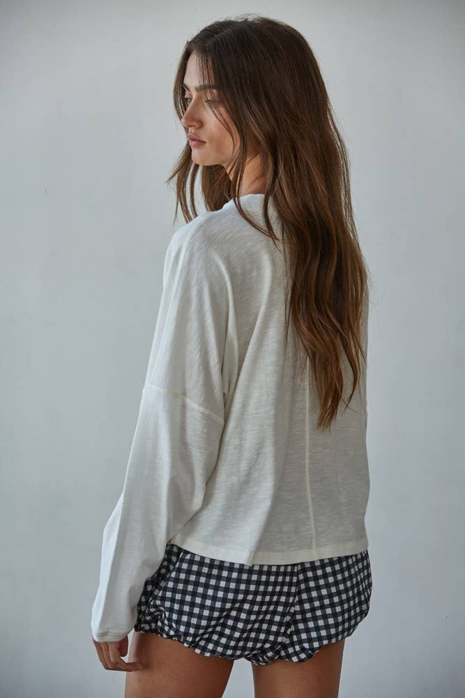 Cotton Mock Neck Longsleeve Top