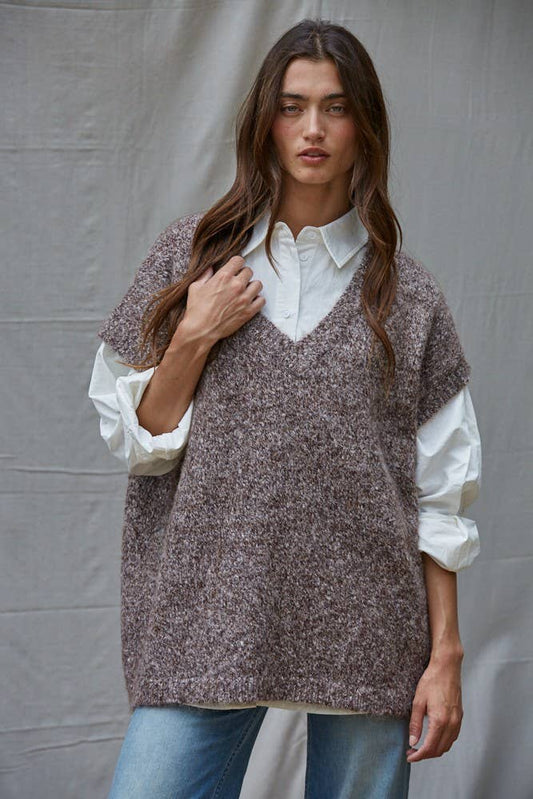 Oversized Knit Sweater Vest