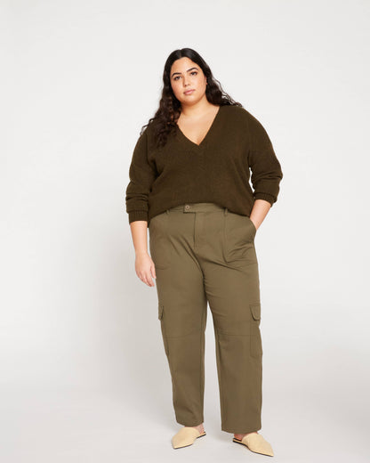 Karlee Stretch Cotton Twill Cargo Pants - Ivy