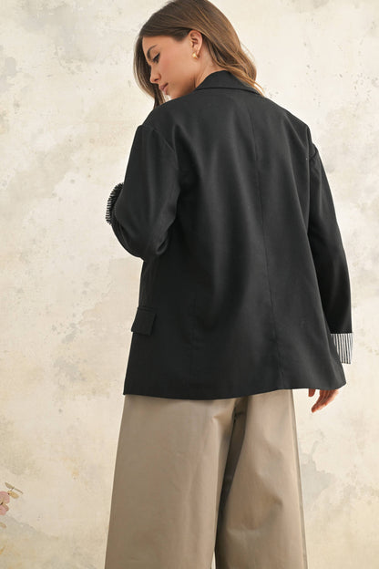 Blazer with Contrast Sleeve Cuff