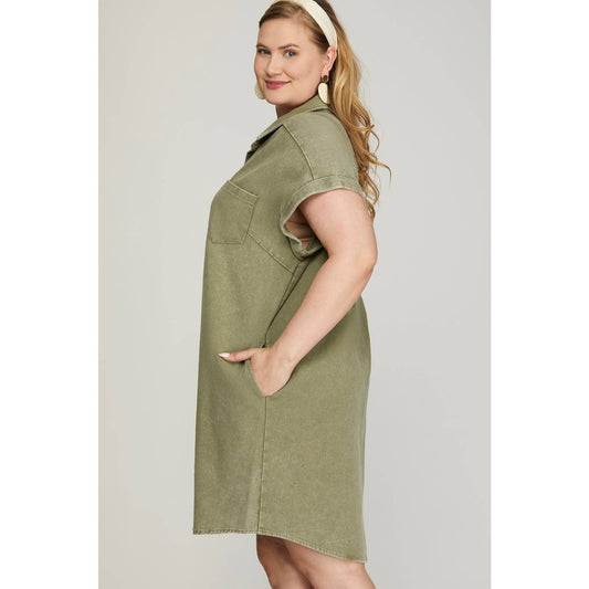 Washed Twill Shirt Dress