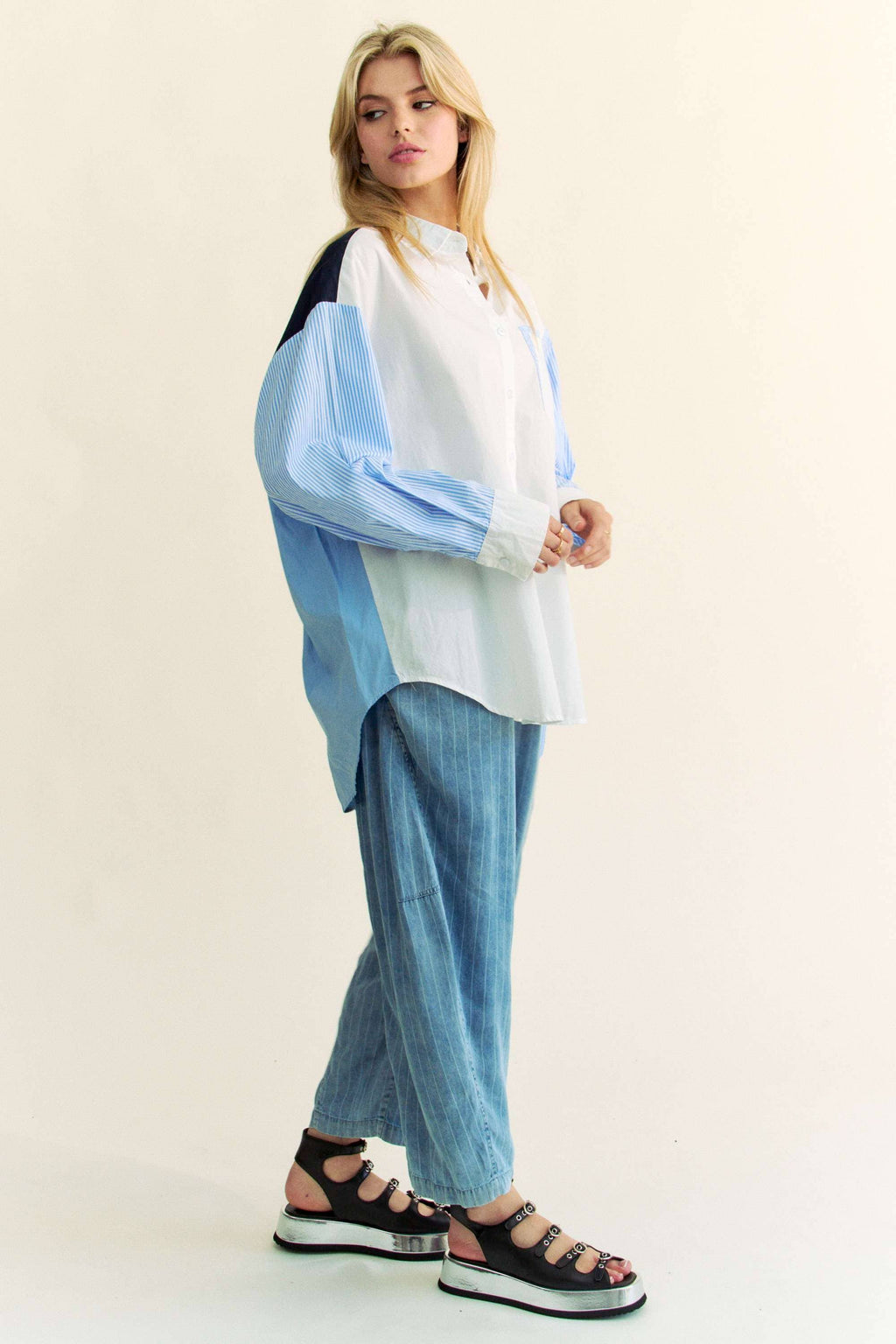 Abstract Stripe Button Down Shirt