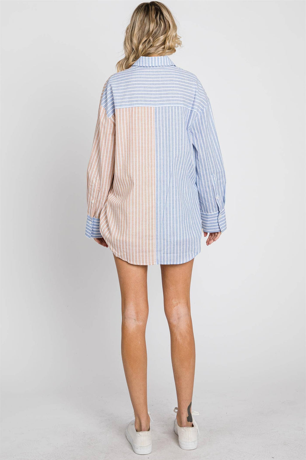 Oversized Stripe Button-Up Shirt