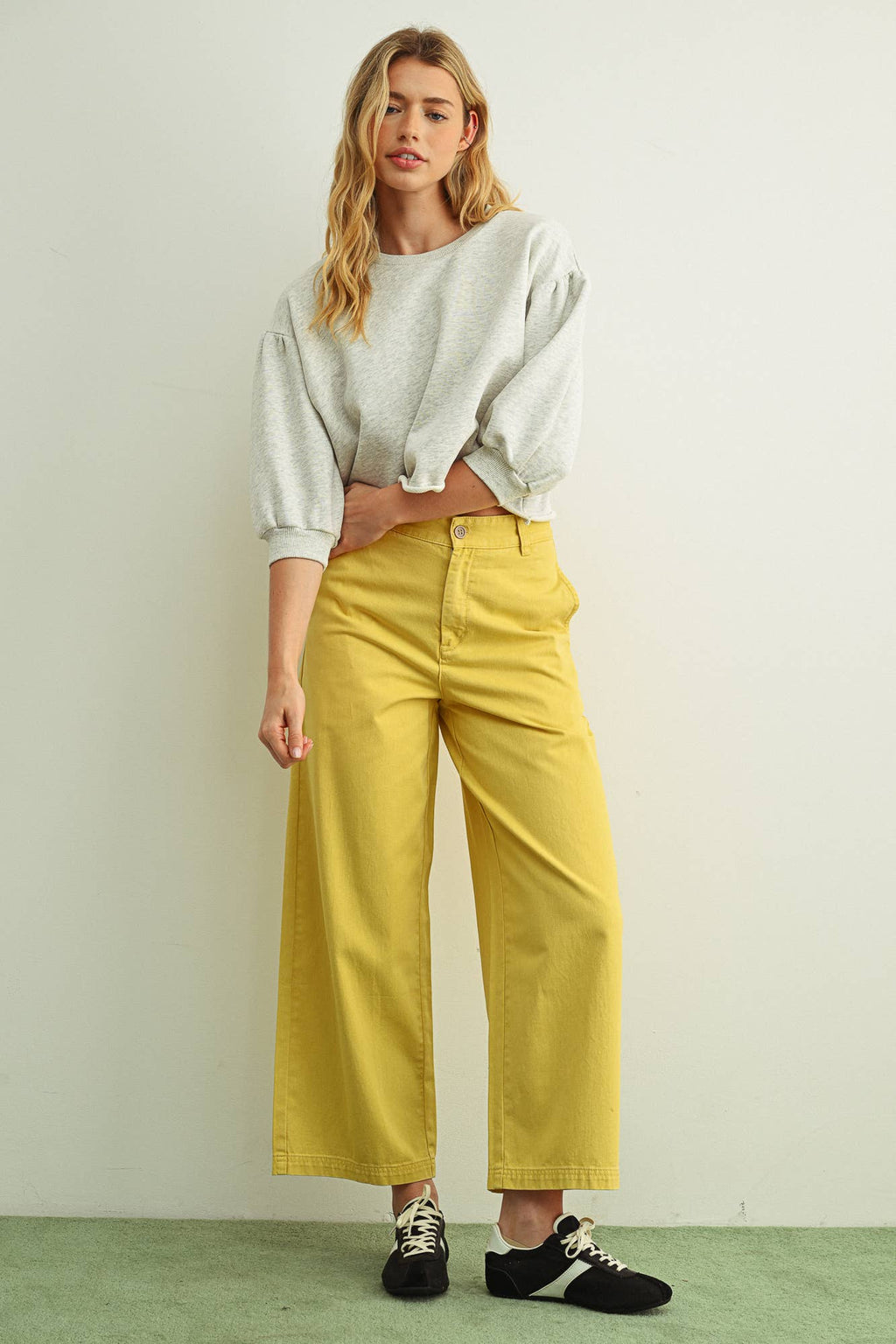 Lemon Cotton Barrel Pants