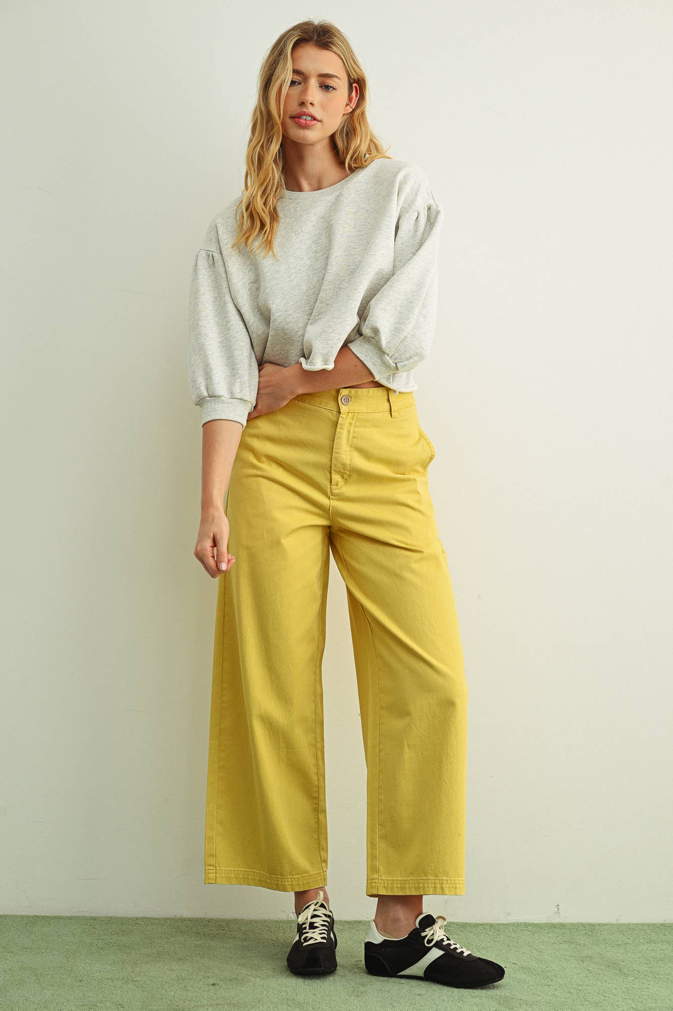 Lemon Cotton Barrel Pants