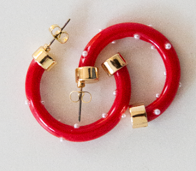 Small Red (with Pearls) Hoo Hoops