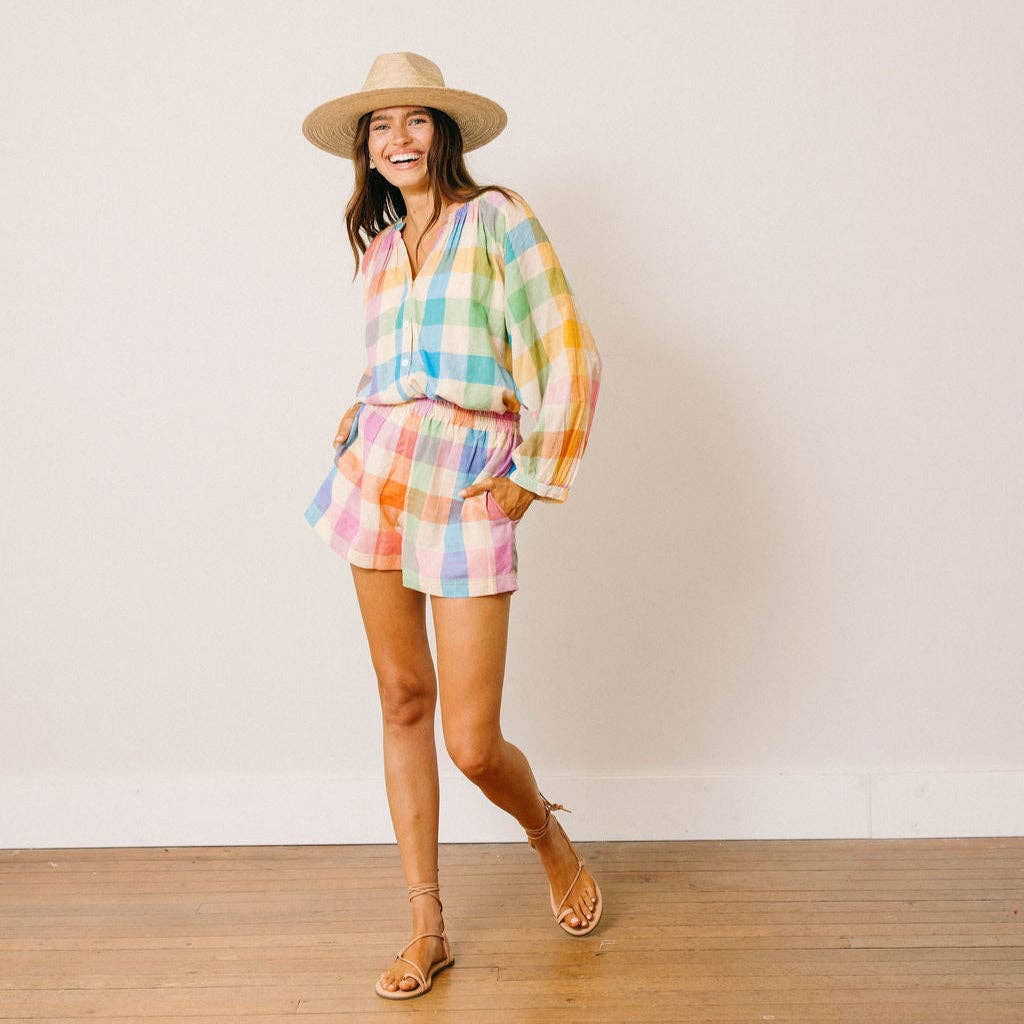 Rainbow Plaid Lucia Top