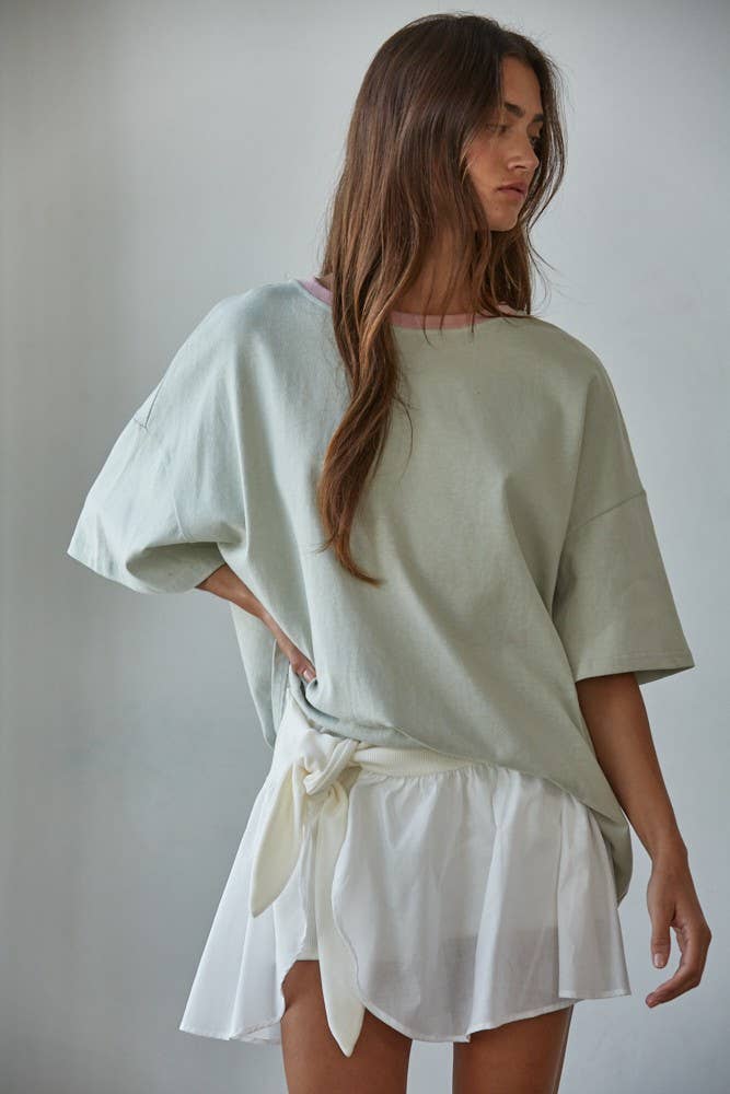 Oversized Contrast Crew Neck T-Shirt