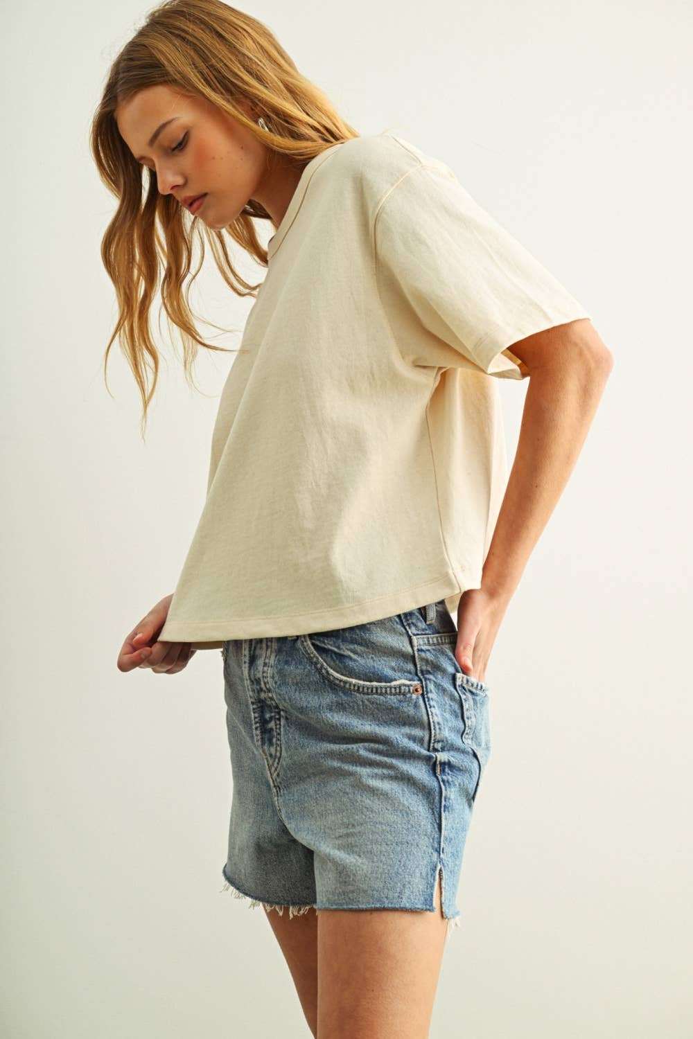 Short Sleeve Linen Knitted Top