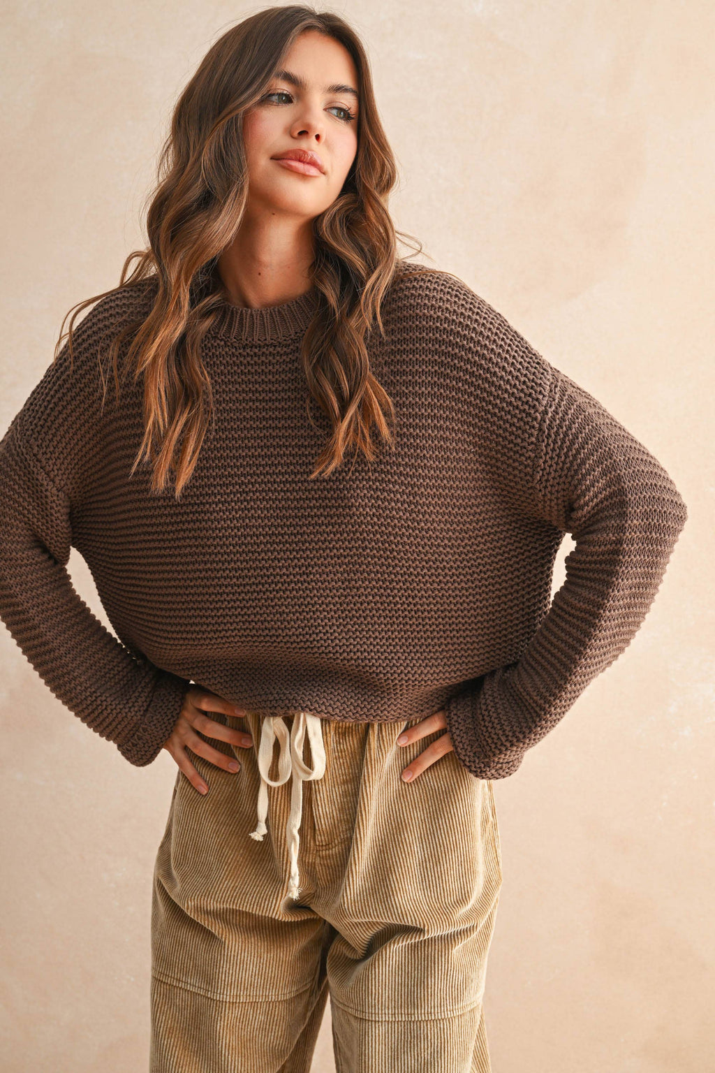Cream Knitted Sweater Top