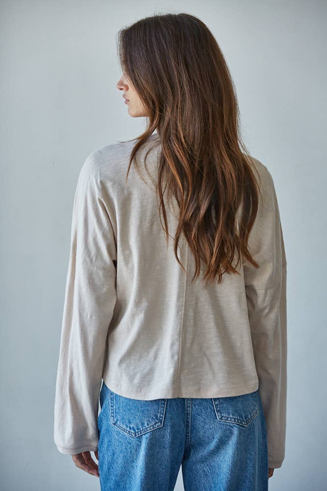Cotton Mock Neck Longsleeve Top