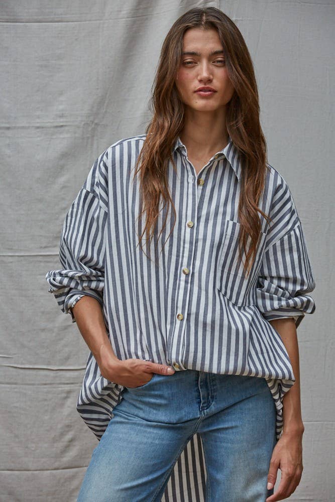 Cotton Striped Oversized Shirt