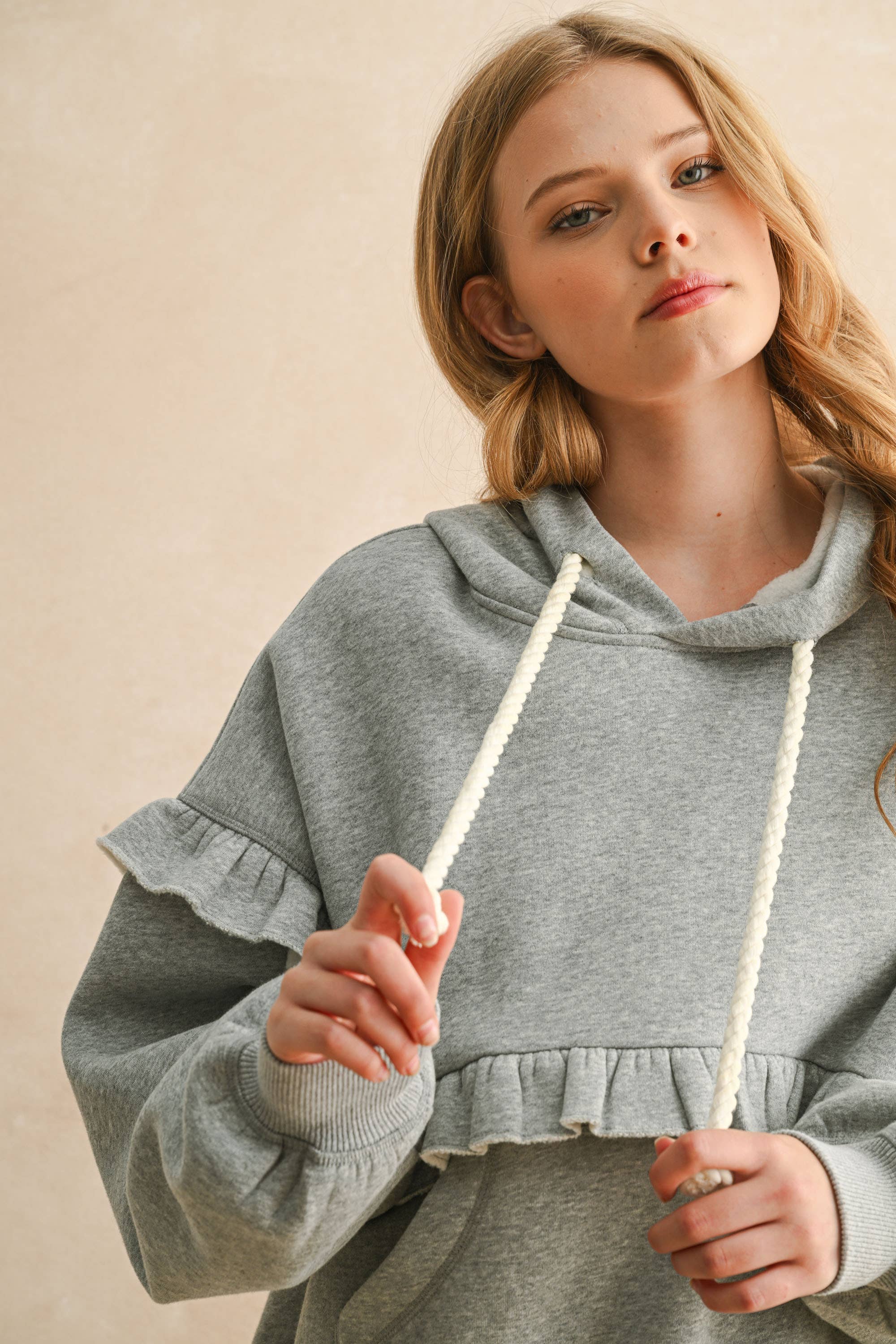 Ruffle Detail Hoodie