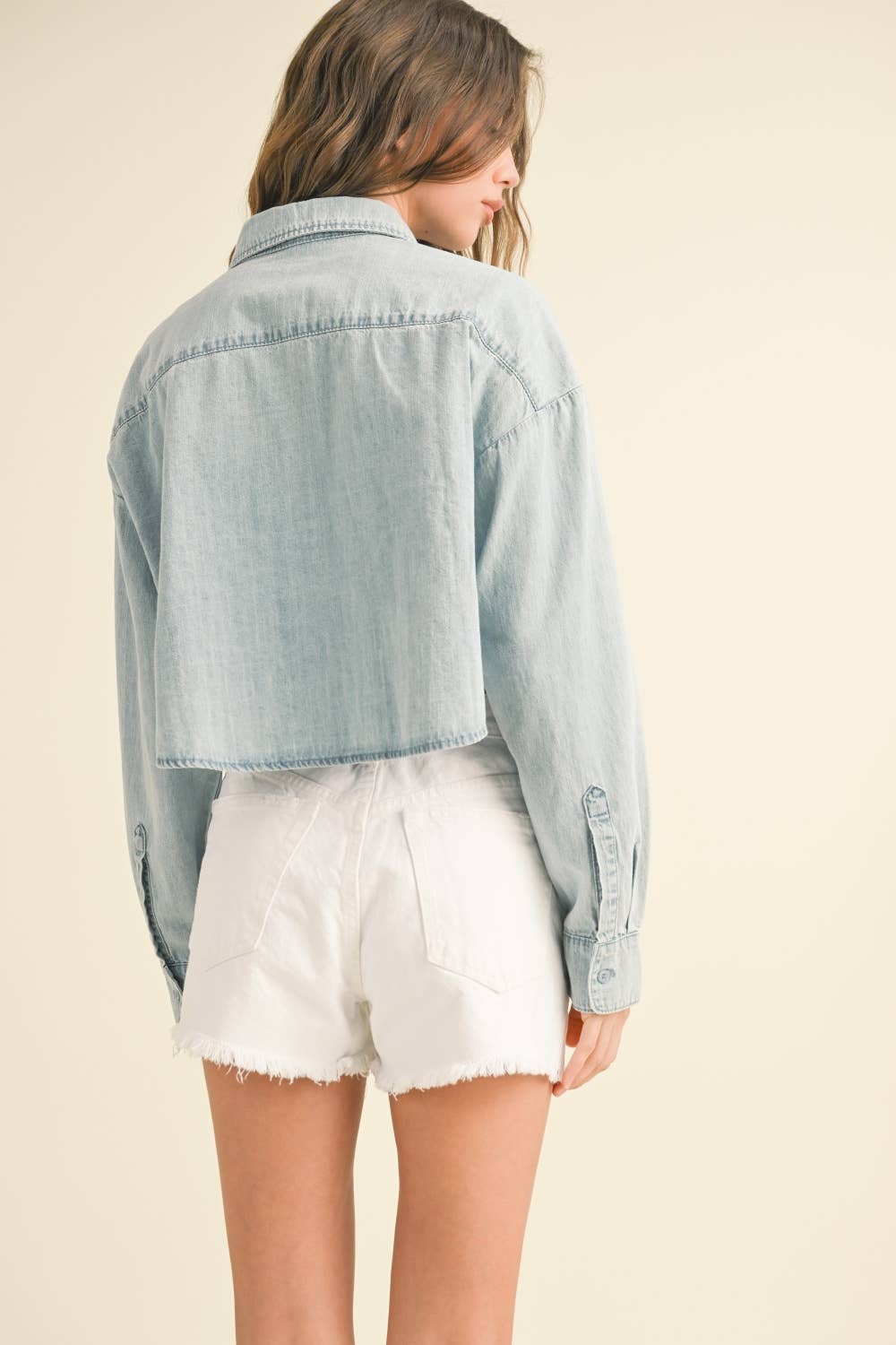 Cropped Denim Button Down