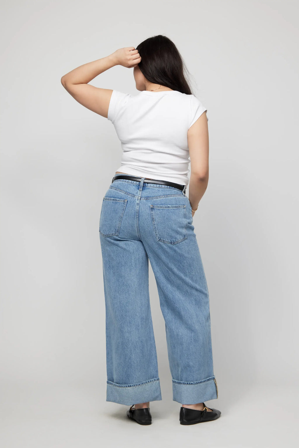 Parker Baggy Cuffed Wide Leg Jean, Light Worn