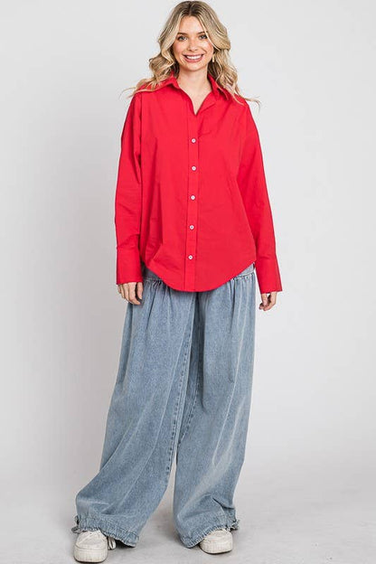 Red Button Down