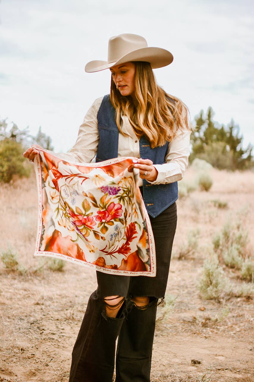 Heartland Series: Oregon Inspired Wildflower Silk Scarf Wild Rag
