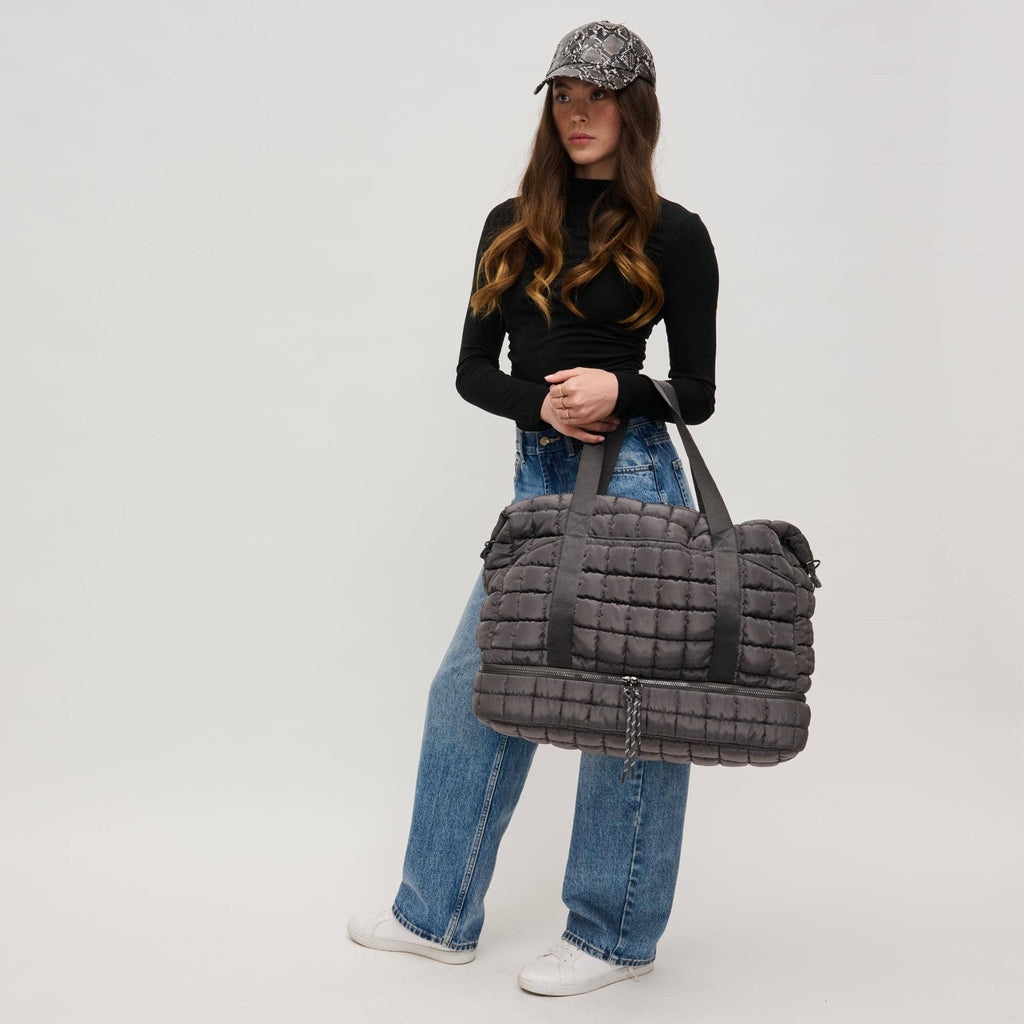 Globetrotter Quilted Nylon Puffer Travel Weekender Bag