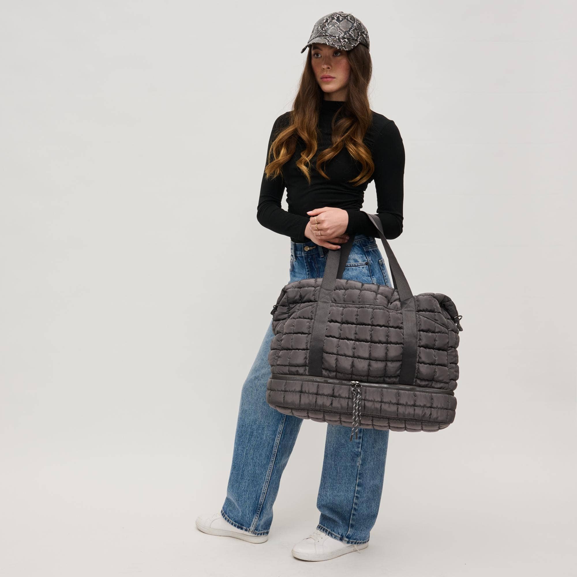 Globetrotter Quilted Nylon Puffer Travel Weekender Bag