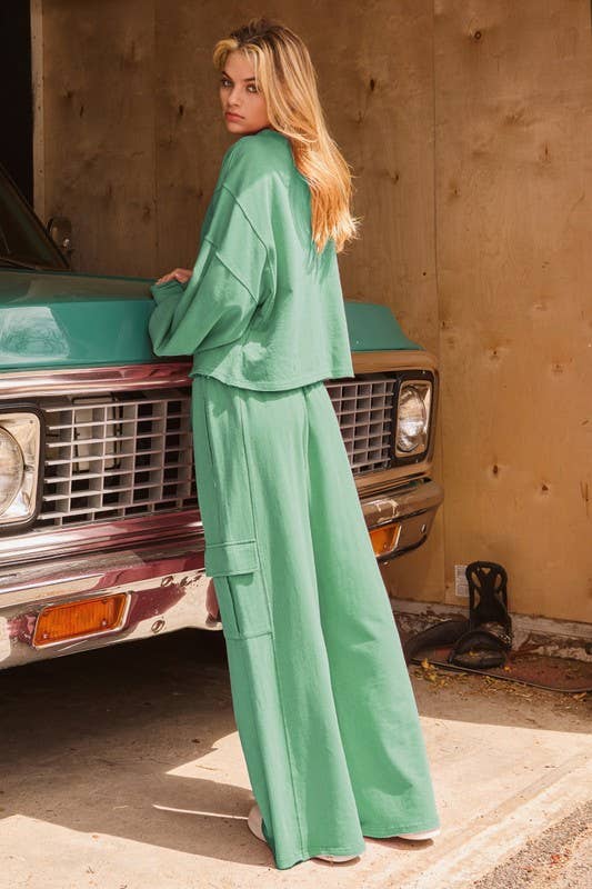 Acid Washed Wide Leg Sweatpants