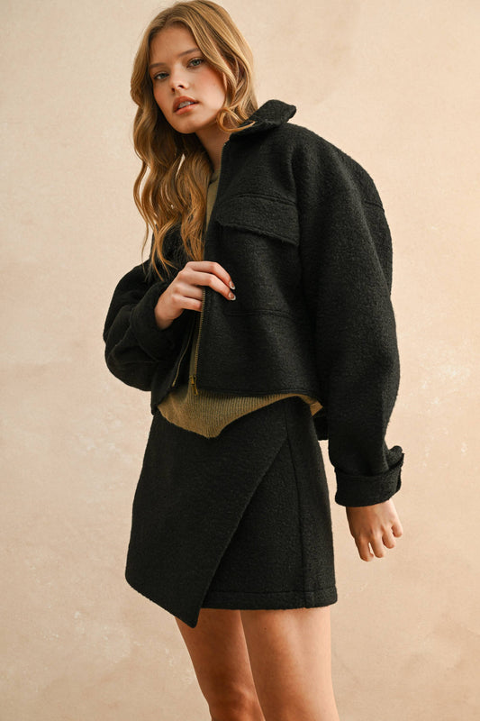 Front Zip Textured Jacket