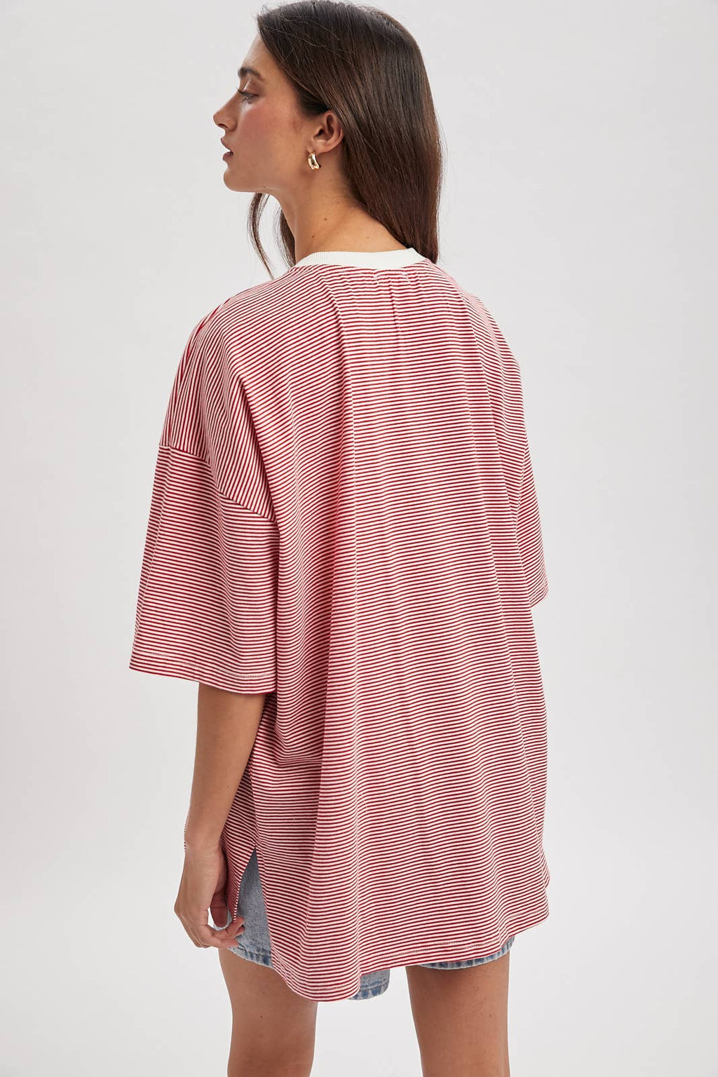Oversized Striped Short-Sleeve Shirt