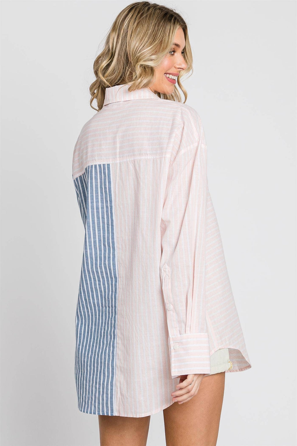 Oversized Stripe Button-Up Shirt