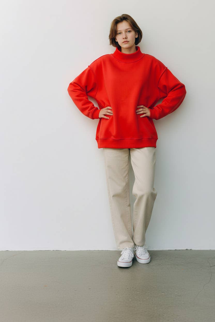 Blank Reversible Mock Neck Sweatshirt