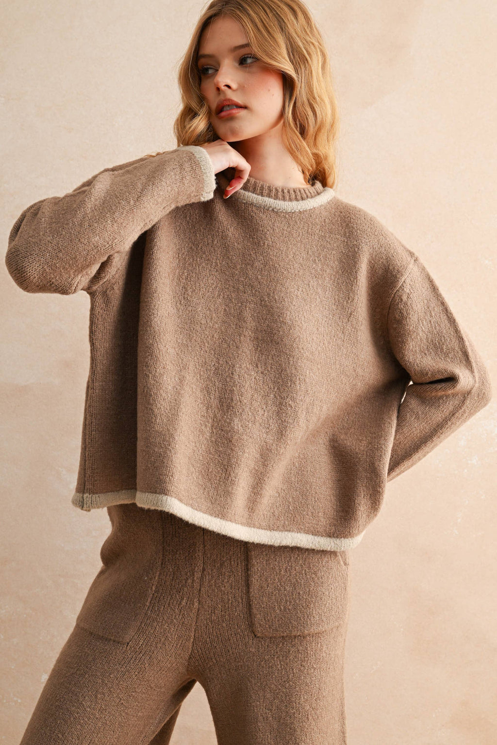 Mocha Open Back Sweater