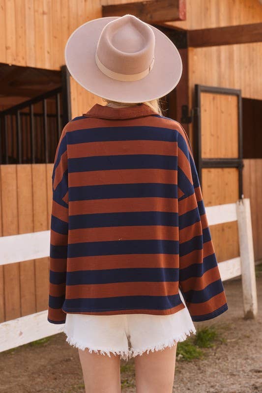 Striped V-Neck Sweatshirt