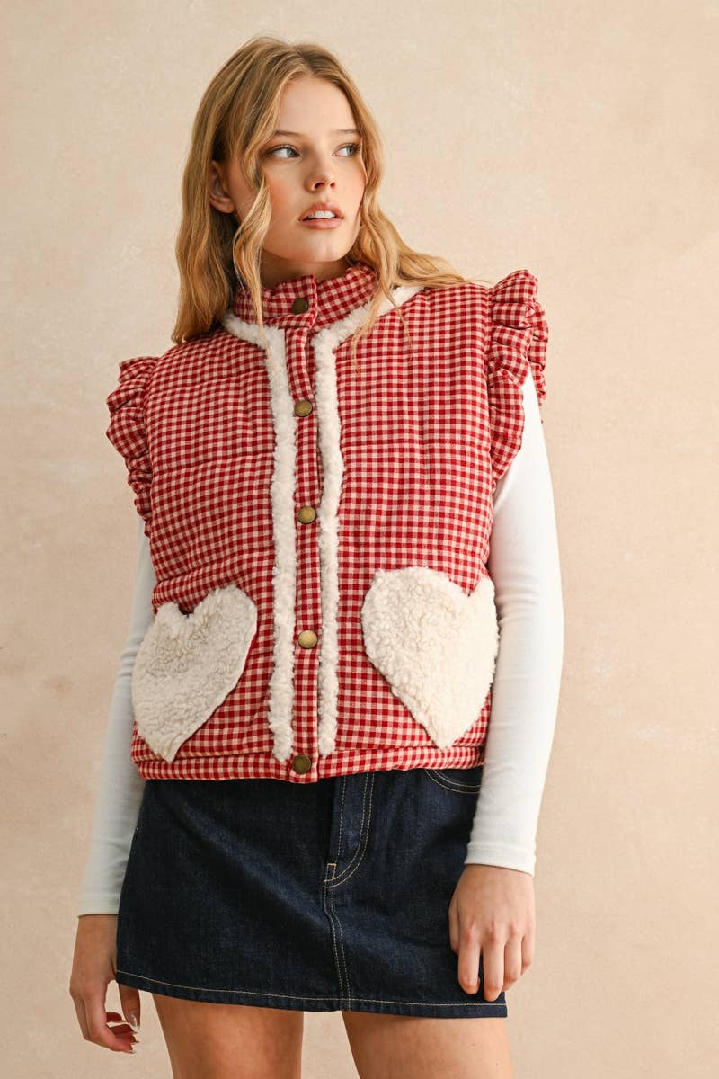 Gingham Heart-Pocket Vest