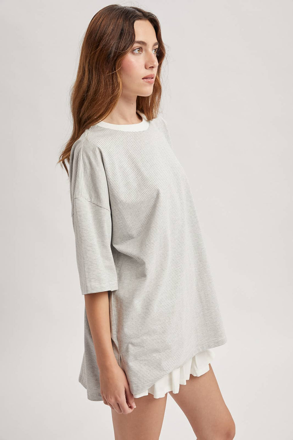 Oversized Striped Short-Sleeve Shirt