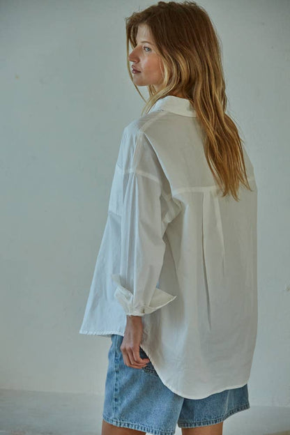 White Long-Sleeve Button Down