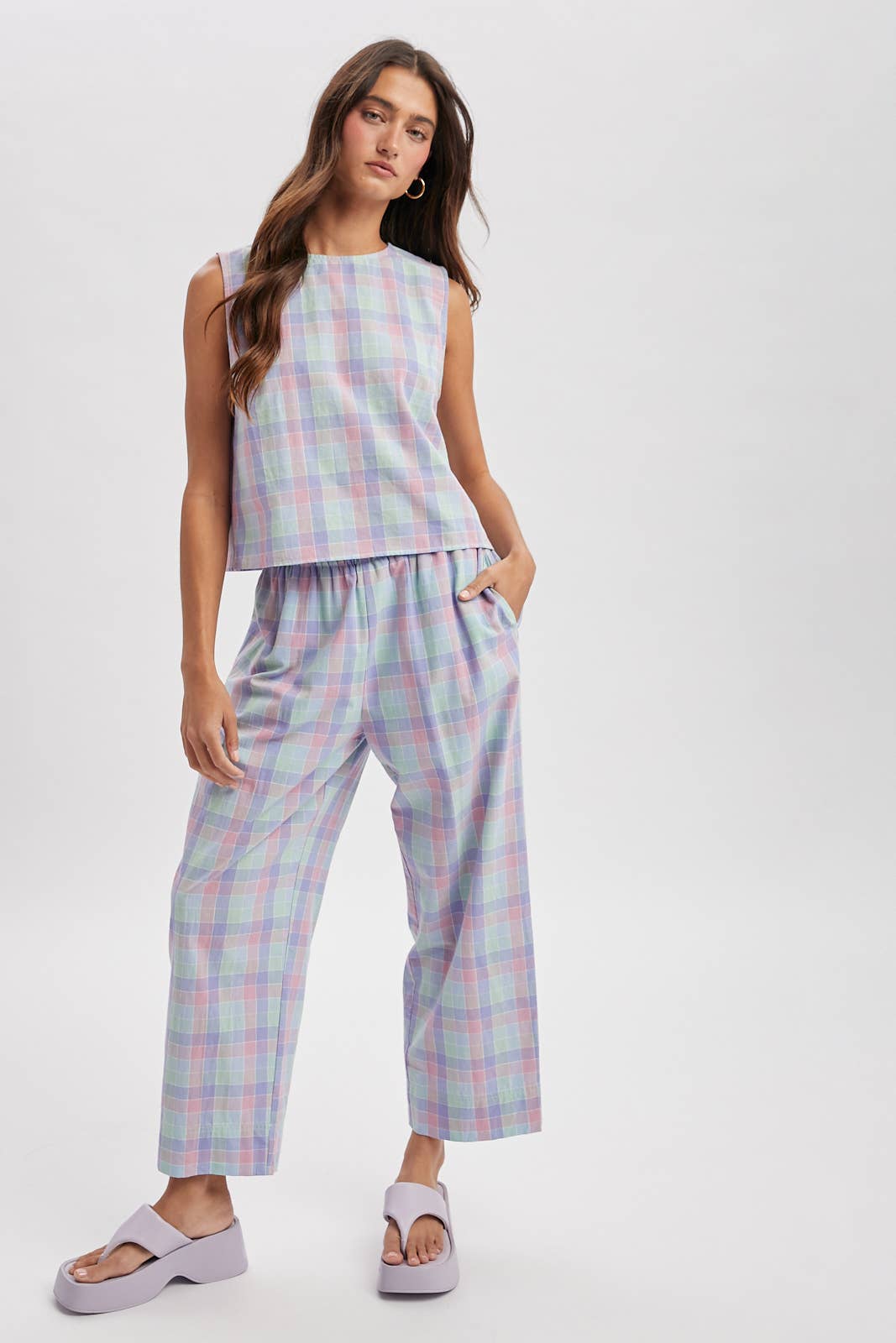 Multi-Plaid Set Pants