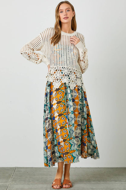 Open Knit Crochet Edge Blouse