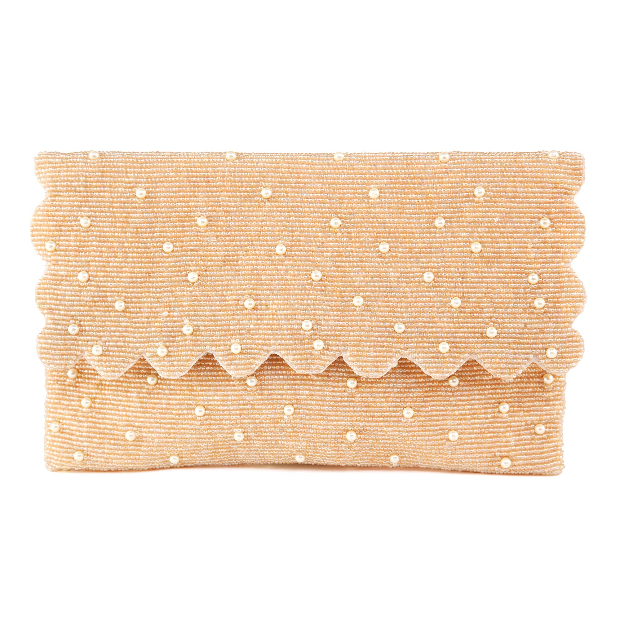 Coffee & Pearls Scalloped Clutch