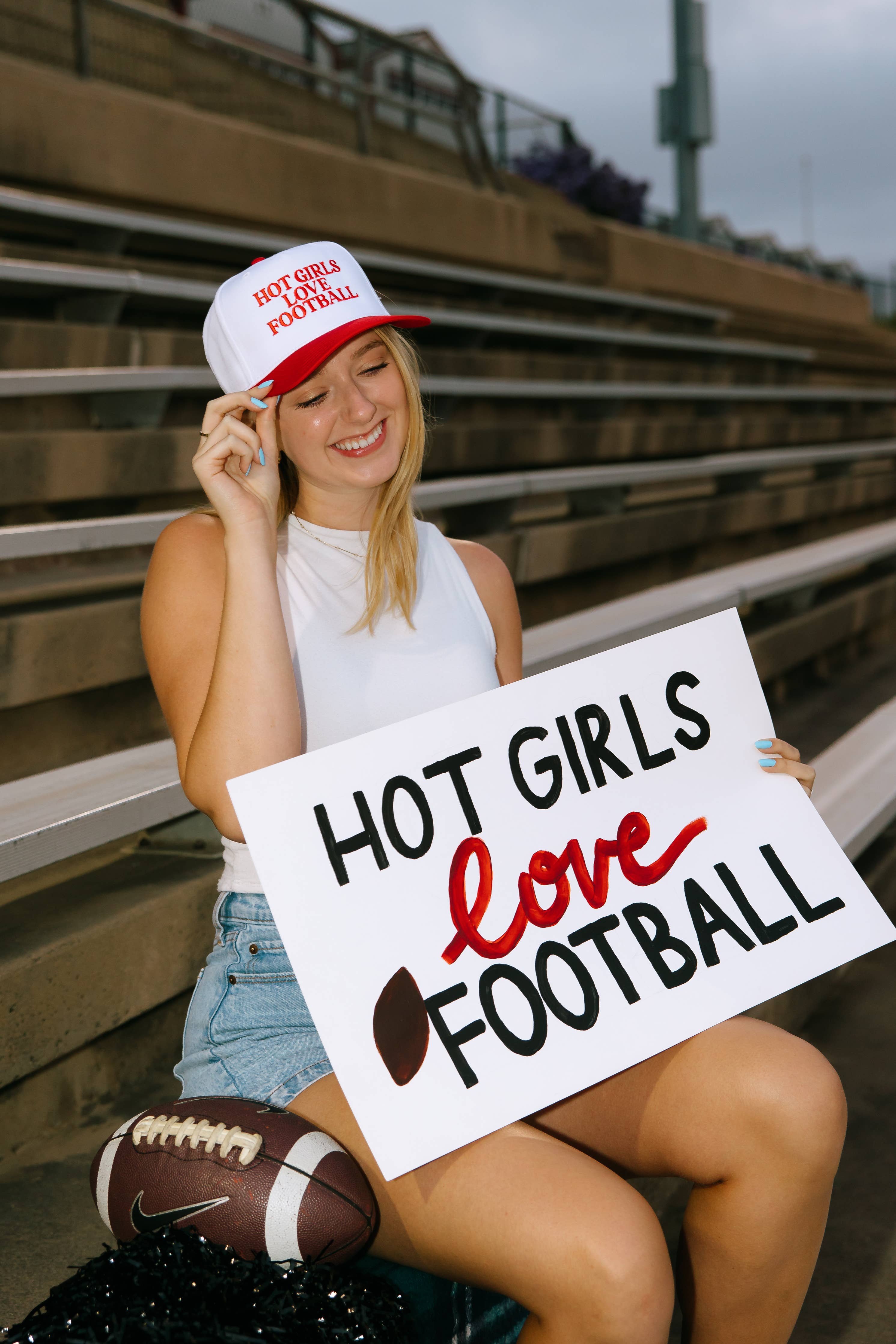 Hot Girls Love Football Embroidered Hat