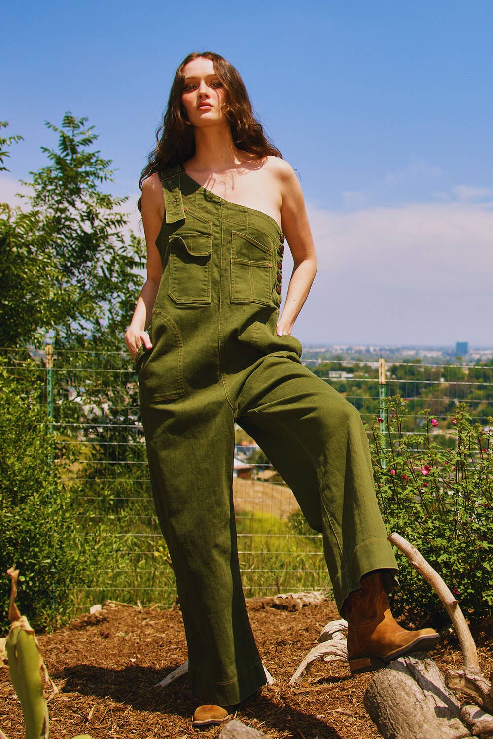 One-Shoulder Utility Overalls