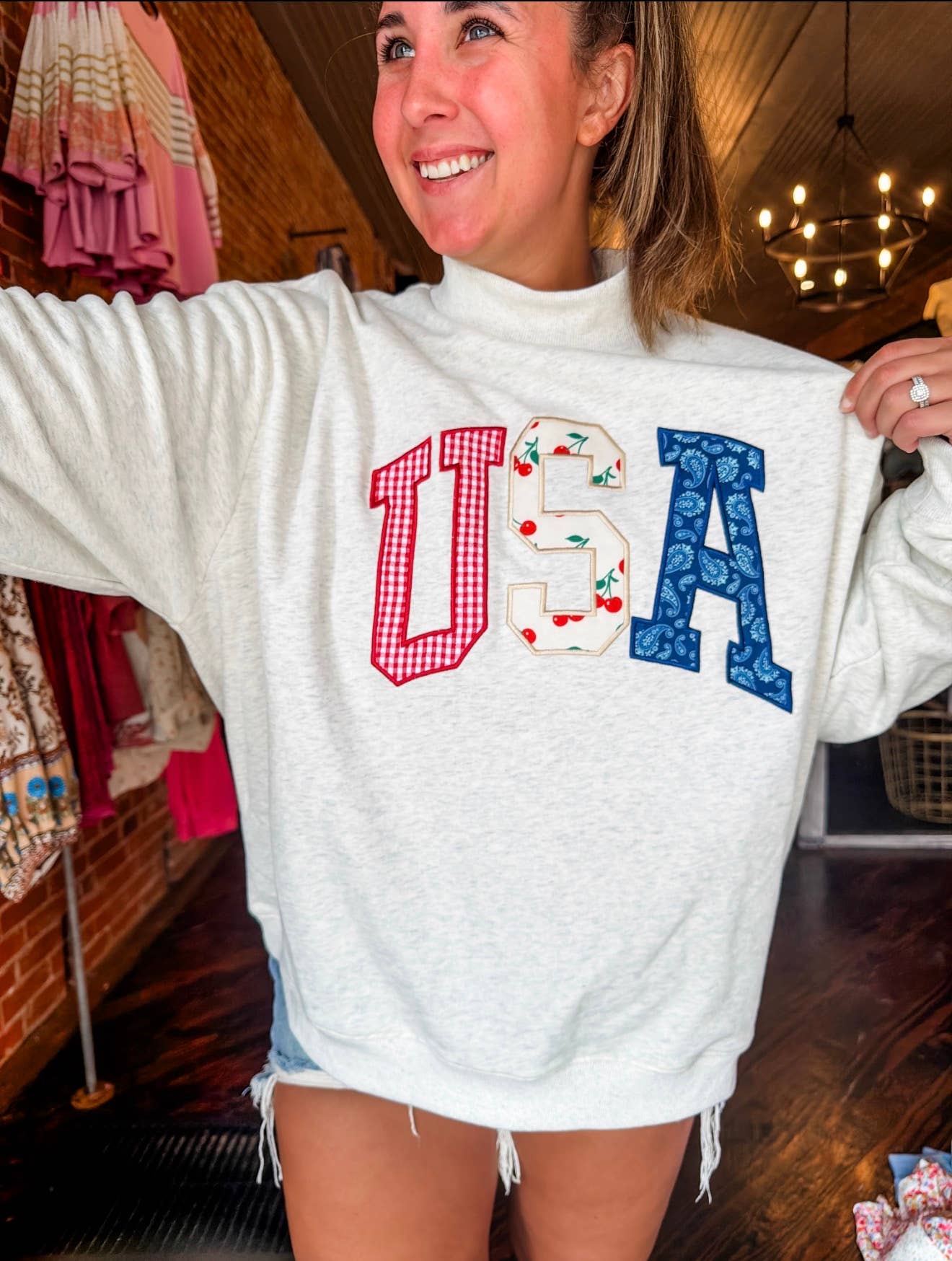 USA Embroidered Mockneck