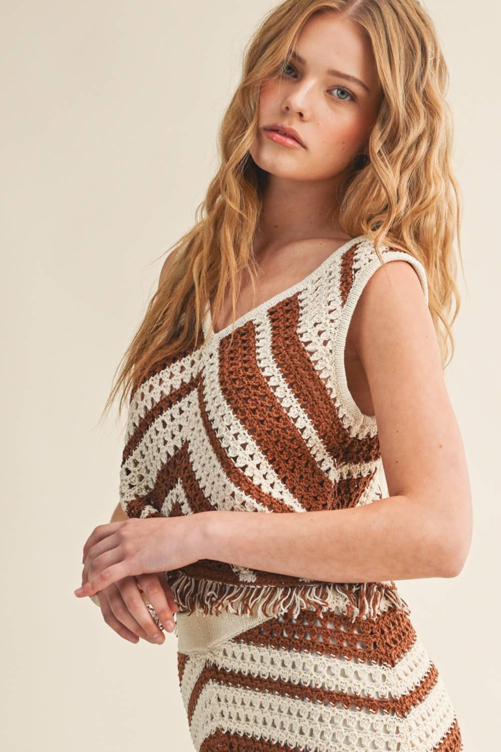 Chevron Pattern V-Neck